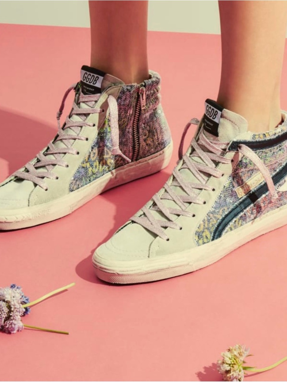 Golden Goose
Slide High-Top Sequin Suede Sneakers